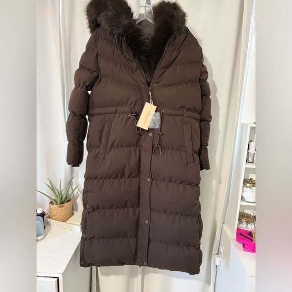 Women's Elsie Brown Puffer Coat with Faux Fur Trim NO OFFERS FINAL PRICE - Picture 5 of 10